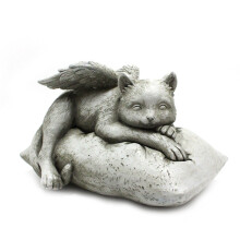 Gartendekoration, Ornament, Harzfigur, schlafende Katzenfigur, geflügelte Katze, Engelsfigur, Gedenkstatue für Haustiere, friedliche Ruhe, Design