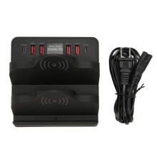 Multi Protection Charging Station for Multiple Devices, Wireless Charging and USB C Fast Charging Dock with Intelligent Power Management, Compact