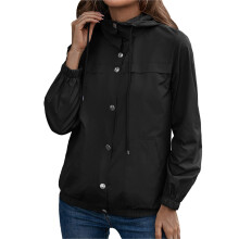 Coupe-vent léger imperméable pour femme, capuche, fermeture éclair intégrale, cordon de serrage ajustable, séchage rapide, respirant, doux et