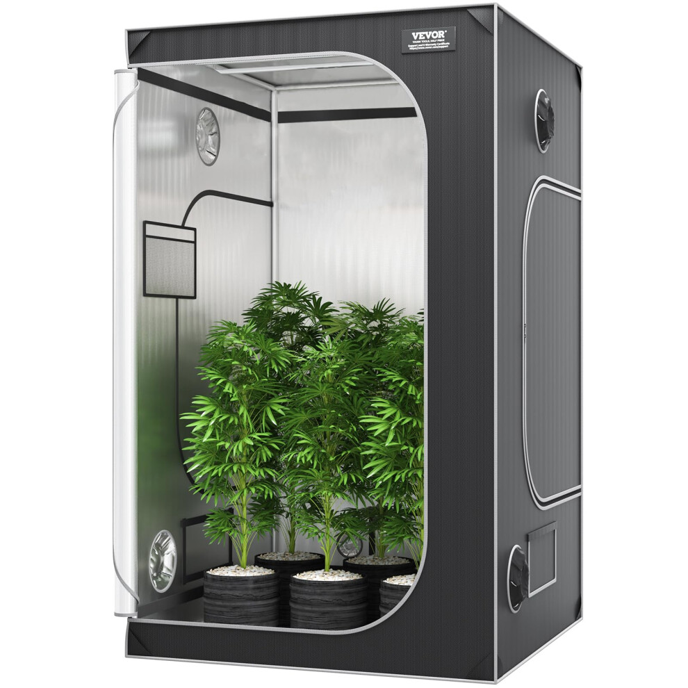 Vevor 4X4 Grow Tent, 48'' X 48'' X 80'', High Reflective 2000D Mylar Hydroponic Growing Tent With Observation Window, Tool Bag And Floor Tray For