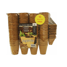Kingston Tools Promo Pack 96x 6cm Round Biodegradable Peat-Free Fibre Pots + 10x 5cm Square Cells for Seed Germination and Seedling