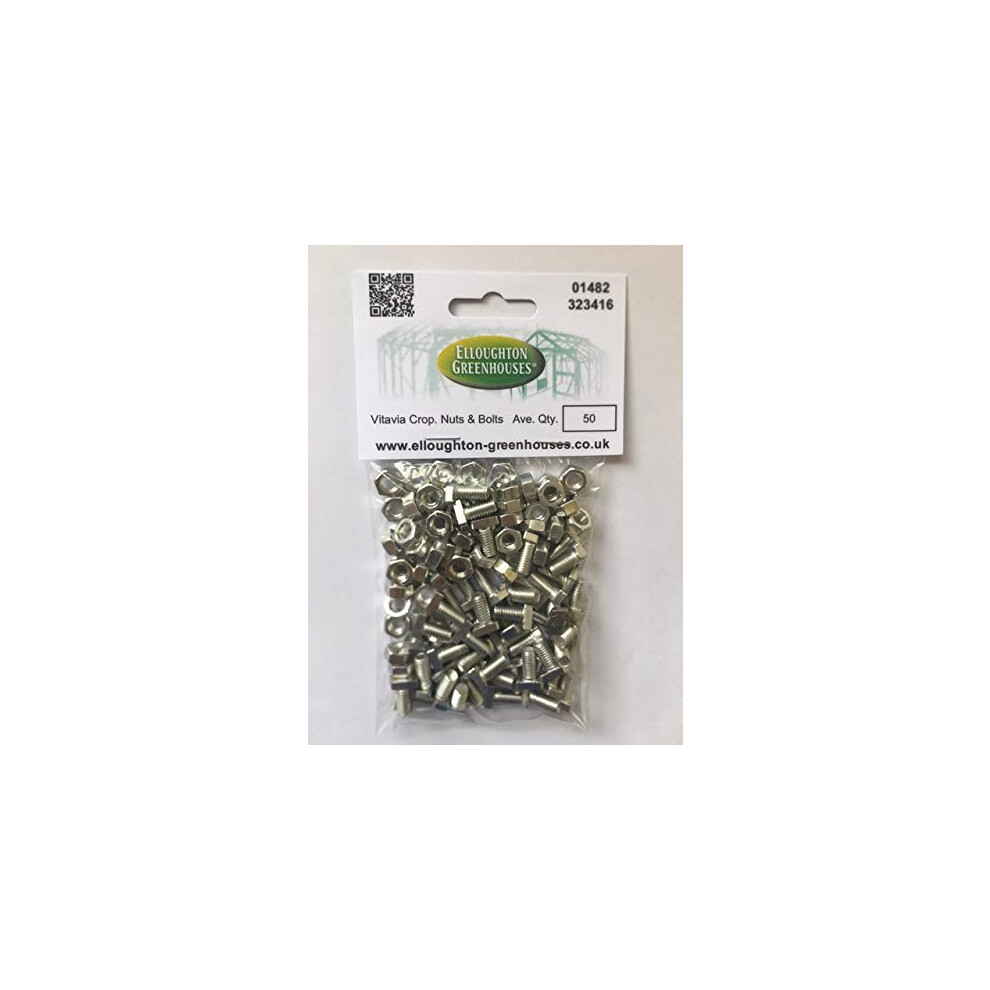 50 Vitavia Cropped Rectangular Nuts And Bolts For Vitavia, Eden, Halls, Juliana, Rhino, Crittall & Palram Etc. Greenhouses 5060323591246