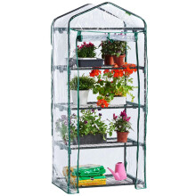 TradeXone 4 Tier Mini Greenhouse with Transparent Plastic PVC Cover, Indoor outdoor tent Garden Greenhouse, Seedlings, Herbs, or Flowers Gardening