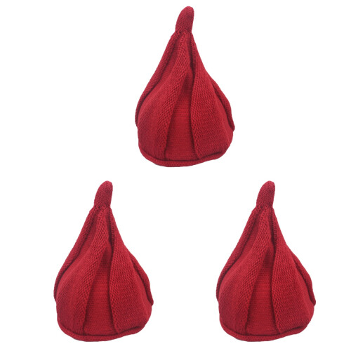 3St Kids Wintermuts Donkerrood Gebreid Elastisch Warm En Trendy 1