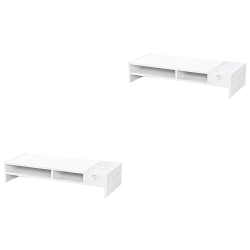 2Pièces Mini Étagère Bureau Pour Moniteur Et Rangement 1