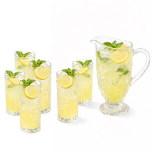 7pc Glass Pitcher & Tumbler Set Water Juice Lemonade Jug Drinkware Party
