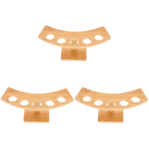 3Pièces Support Présentation Cônes Glace En Bambou Bois Couleur Kaki 2