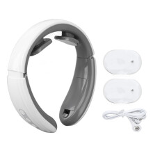Draagbare en rustgevende TENS-nekmassager met warmtefunctie, meerdere standen en instelbare intensiteit voor verlichting van nekpijn en ontspanning.