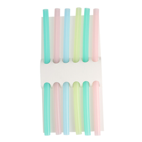 6pcs Silicone Reusable Drinking Straws Flexible for Children,20cm 1