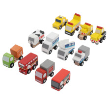 Bouw, verbind en ontdek magnetische houten voertuigenset, auto's met terugtrekmechanisme, educatief speelgoed met stadsthema, Montessori-auto's voor