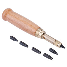 Perforatrice regolabile per pelle e tessuti, strumento perforatore a vite con manico in legno, dispositivo perforatore multimateriale adatto per