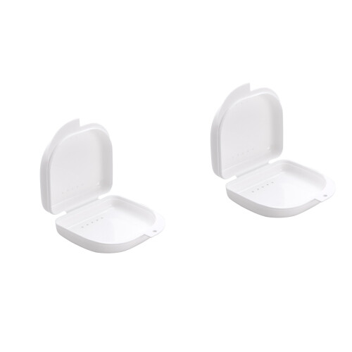 2Pièces Boîte À Dentier Blanche Ventilée Pour -Bouche Résistante 2