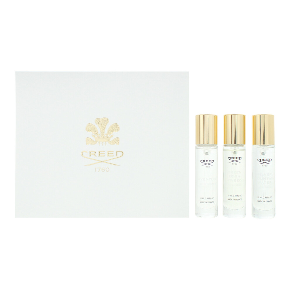 Creed Aventus Eau De Parfum 10Ml, Green Irish Tweed Eau De Parfum 10Ml, Silver Mountain Water Eau De Parfum 10Ml Gift Set