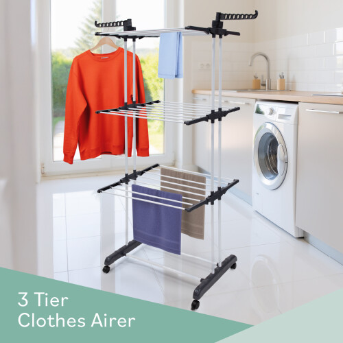 Anika 3-Tier Clothes Airer with Wheels 1