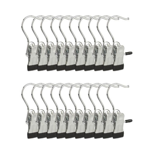 Drehbare Stiefelbügel, 20er-Set, Kleiderbügel mit Einzelclip aus Metall
