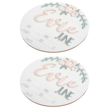 8Pcs Birth Announcement Sign Wooden Round Multi-Use