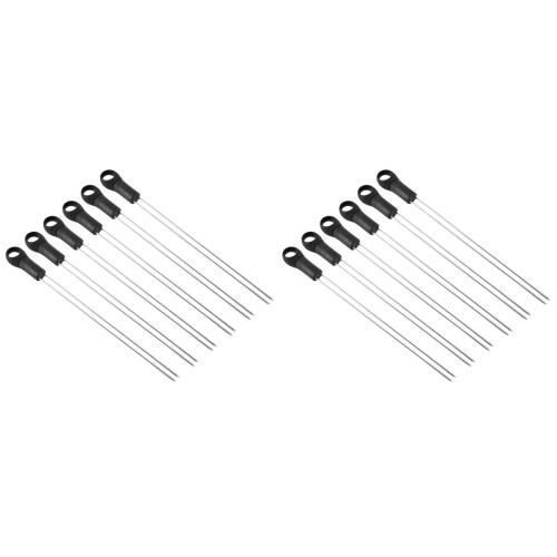 12Pièces Barbecue Brochettes Acier Plastique Durable Noir 2