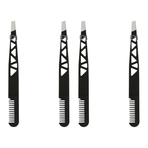 4Pièces Outil Modelage Sourcils Noire Acier Compact 2
