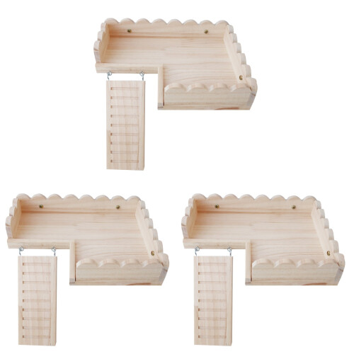 3Ensembles Hamster En Bois Khaki Pour Cage Amusement 2