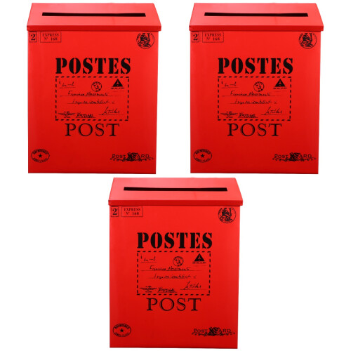 3Pièces Boîtes À Lettres Rouges Décoratives Pour Maison 2