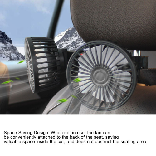 USB Car Fan 5V 2A Adjustable Angle 10W Rear Vent 2