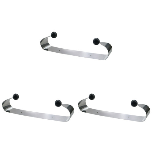3Pièces Porte-Serviettes Acier Crochet Double Argent 2
