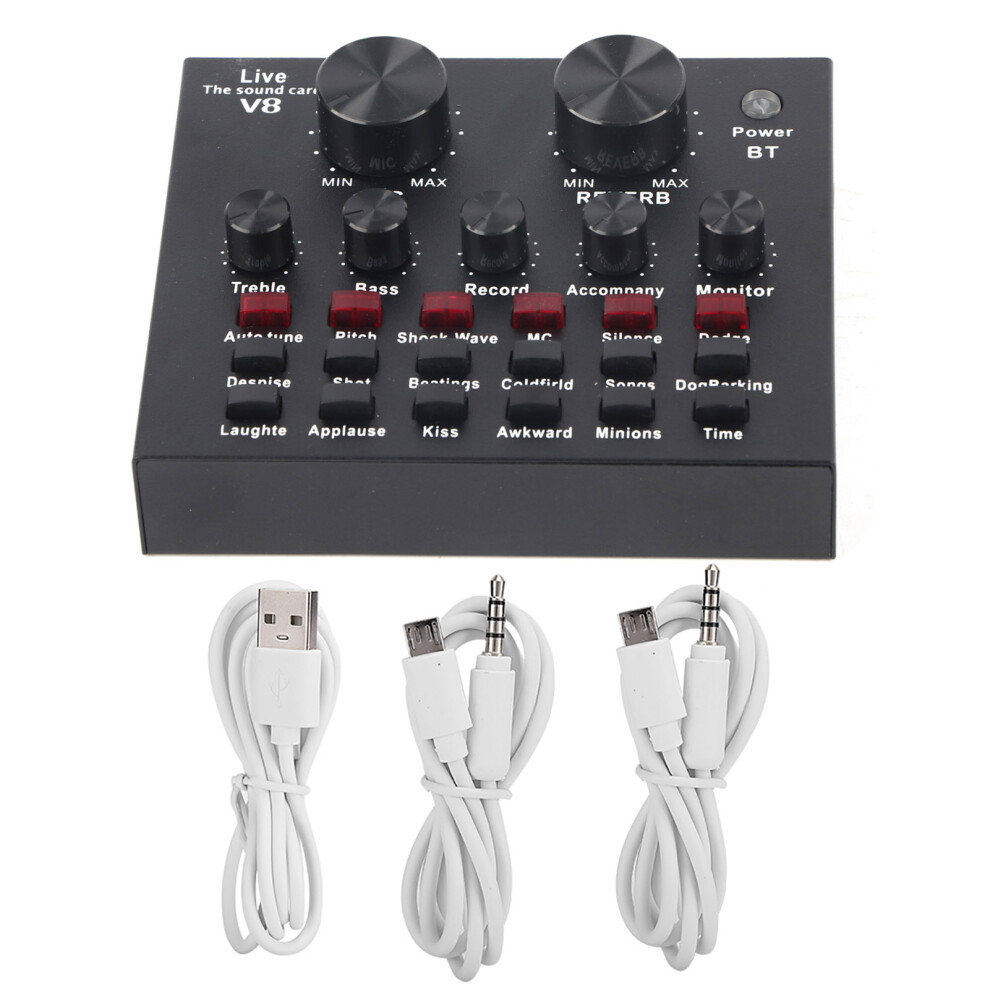 Audio Live Broadcast Sound Card Usb External Mixer With Reverb Control And Multiple Sound Effects For Karaoke Recording Podcast Streaming Gaming 9049227965892