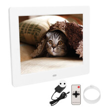 Remote Control Digital Photo Frame, 8Inch IPS Screen Touch Screen High Resolution Adjustable Brightness Digital Picture Frame Auto Rotate Wall