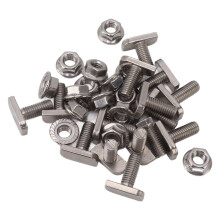 Nickel Plated Carbon Steel T Slot Drop-in Bolt Hexagon Flange Nut And Sliding Screw Set For Industrial Grade Aluminum Profile Accessories Mechanical