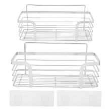 Easy Installation Shelf Open Grid Design Adhesive Shower Caddy Rotatable Hanging Rod No Drilling Bathroom Organizer Waterproof Shower Organizer