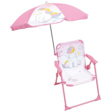 FUN HOUSE Unicorn Camping-Klappstuhl mit Sonnenschirm - H.38,5 x B.38,5 x T.37,5 cm + Sonnenschirm ø 65 cm - Für Kinder