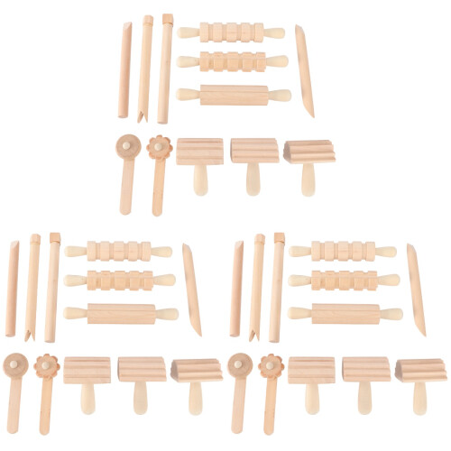 3Ensembles Outils Modelage Bois Khaki Pour Argile Pâte À Modeler 2