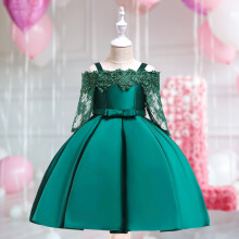 (Dark Green, 110) Princess Flower Girl Dress for Formal Party