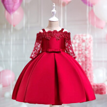 (Claret, 110) Fashion Flower Girls Dress Party Formal Long Gown Princess Bow Dresses for Formal Pegeant Dance Gown