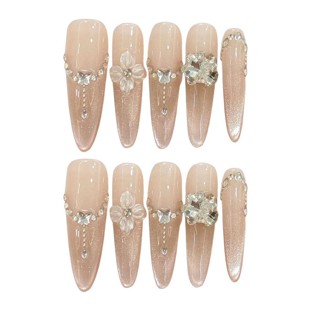 Bright-Home (2714) Gentle Long False Nails With Cat Eyes Tip Easy Effortless Application To Nails For Women And Girl Nail Salon