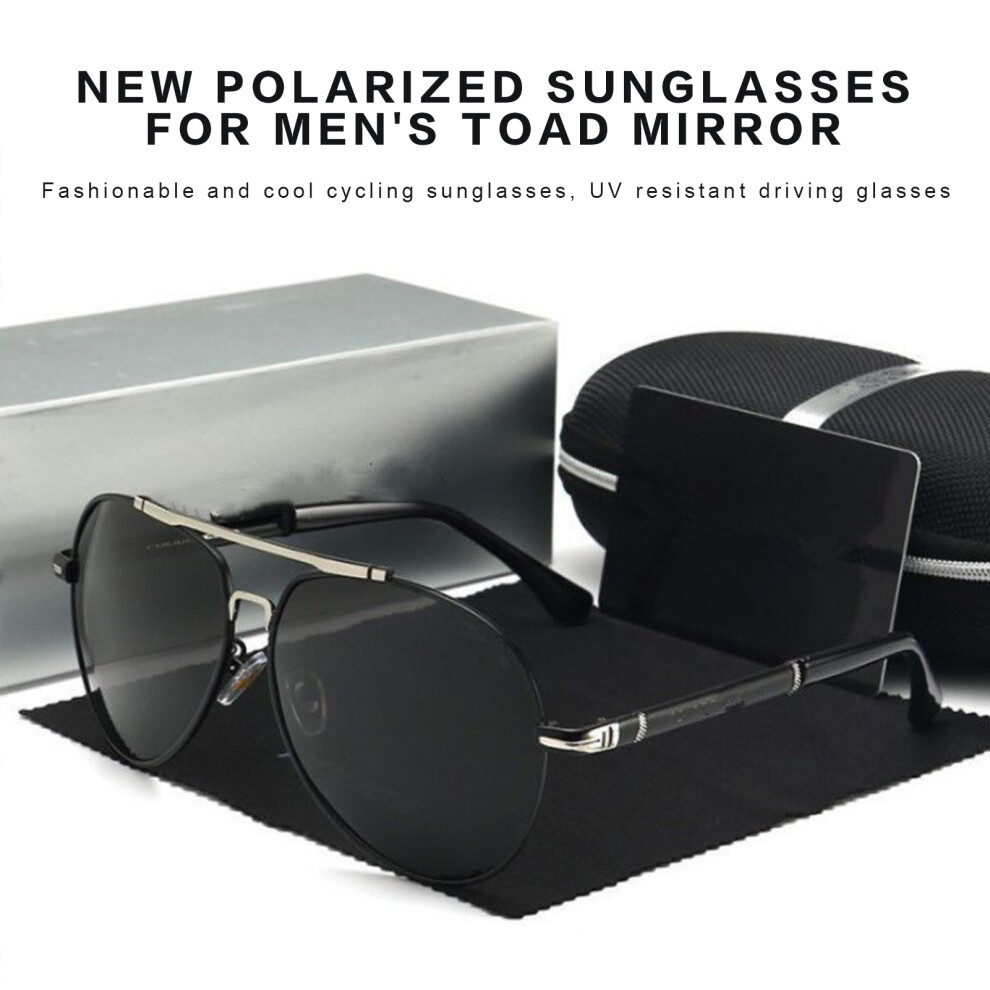 Phui-Pet-Supplies (Black Frame Gold-Edged Nude Mirror) Uv400 Polarized Sunglasses For Men - Metal Frame