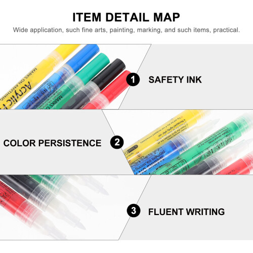 10Pièces Stylos Peinture Sans Odeur, Pointe Fine, Couleurs Assorties 2