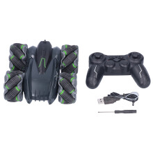 Carro acrobático 4x4 com controle remoto, direção em ambos os lados, rotação de 360 graus e pneus antiderrapantes. Controles fáceis para