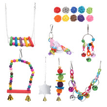 Non Toxic Wooden Hanging Toy For Bird Cage, Suspension Bridge Toy With Active Hook Bird Climbing Toy Interactive Parrot Toy Chew Resistant Material