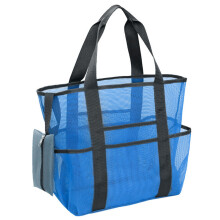 Grand sac de plage en filet, idéal pour les voyages en famille, les vacances, les jouets et autres indispensables. Poches intégrées et poignée