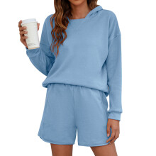 Sudaderas informales extragrandes para mujer, conjuntos de chándal con bajo dividido, cintura elástica, manga larga, cuello redondo, conjuntos de