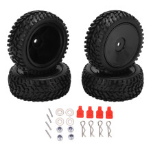 Foam Inserts for RC Tires with Plastic Wheel Frames, Not Pre Glued Rock Block Tread Rubber Tires, Aerodynamic Dish Shaped Wheels with12mm Hex Drive