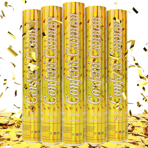 Conjunto de 5 Lançadores de Confete Dourado de 30 cm (12 polegadas) 1