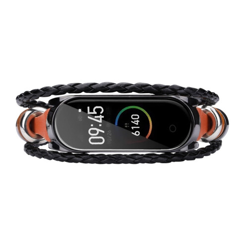 Xiaomi Mi Band 4 leather beaded bracelet strap 1