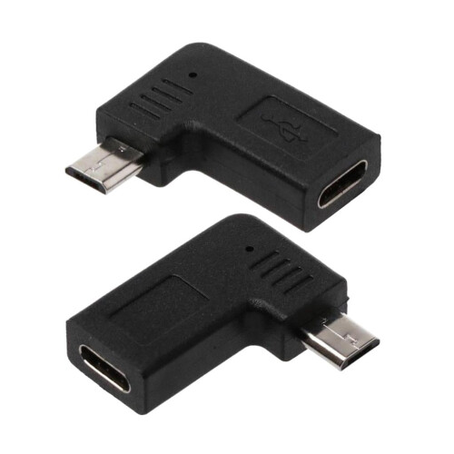 Kit com 2 Adaptadores Micro USB para Tipo C em Ângulo Reto de 90 Graus para Celulares e Tablets Android, compatível com Samsung S7. 1