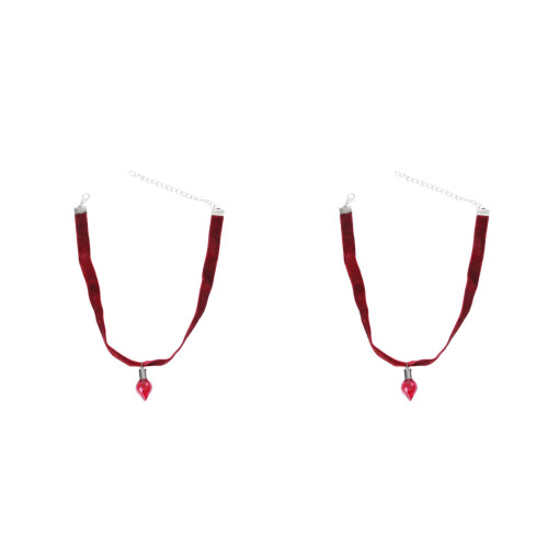 2Stk Halskette Mit Samtband Schwarze Damen Schmuck