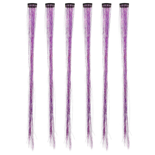 12Pièces Kit Extensions Tinsel Violet Clip Pour Fille 2