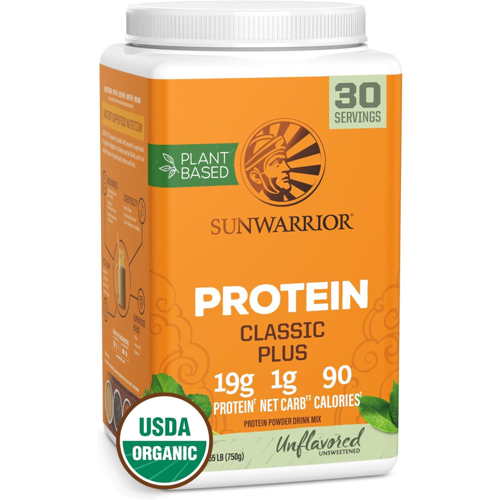 Sunwarrior (750G) Classic Plus Plant Protein, Unflavoured & Organic