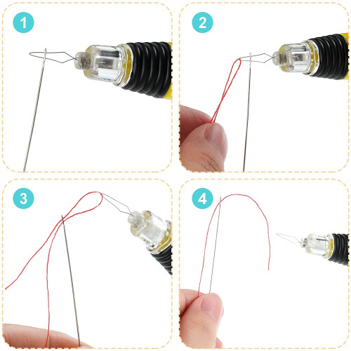 4pcs LED Lighted Needle Threader Plastic Coil Manual Sewing Tools DIY Craft Needle Threading Aid 1