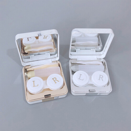 2Pièces Porte Lentilles Compact ABS Design Marbré Protecteur 2